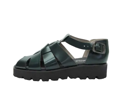 HARUTA Women's Trad Gurkha Sandal Cowhide Leather "Green" #94XL