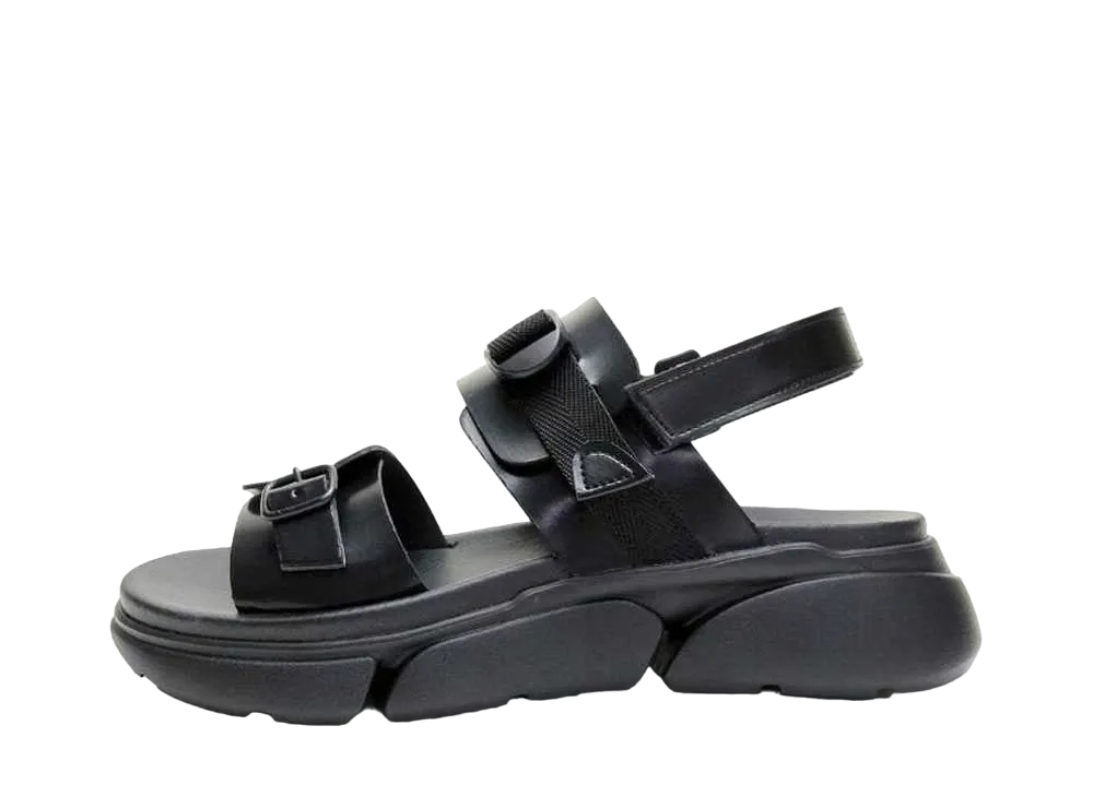 HARUTA Women's Adjustal Footbed Sandal Artificial Leather "Black" #SP190