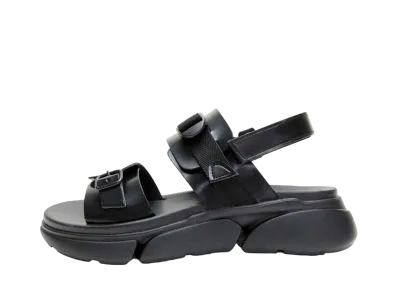 HARUTA Women's Adjustal Footbed Sandal Artificial Leather "Black" #SP190