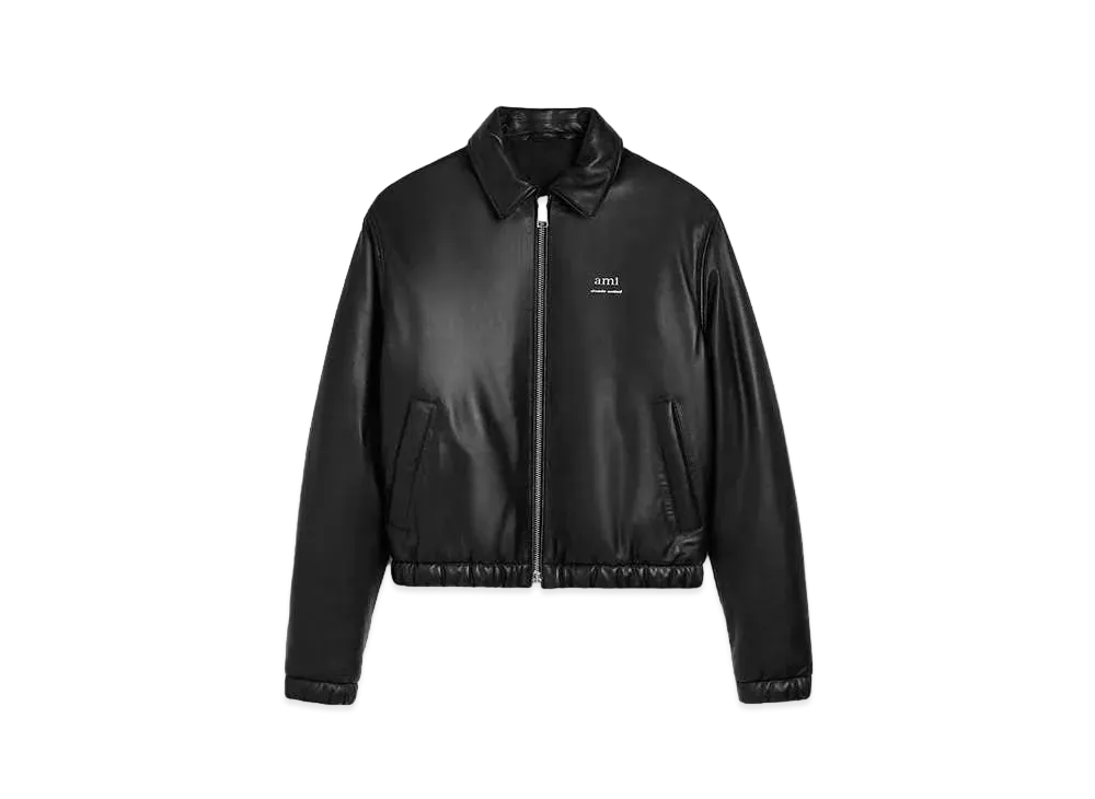 AMI PARIS Smooth Lamb Leather Down Jacket "Black"