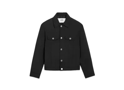 AMI PARIS Technical Canvas Padded Trucker Jacket "Black"