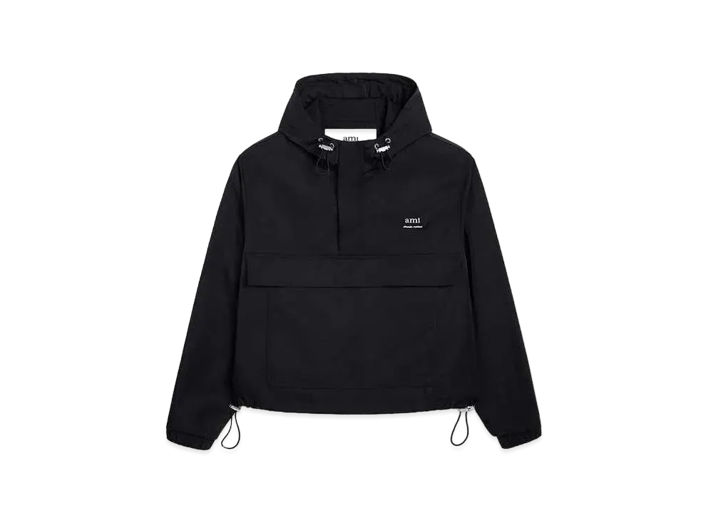 AMI PARIS Cotton Blend Technical Twill MATTIUSSI Wind Breaker "Black"