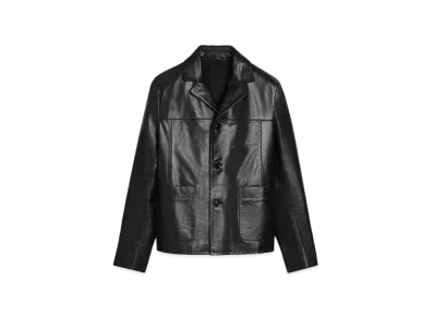 AMI PARIS Cow Leather Button Jacket "Black"