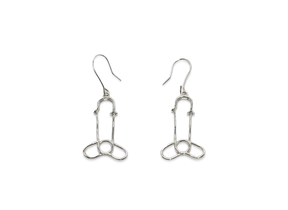 JW ANDERSON Penis Pin Drop Earrings "Silver Tone"