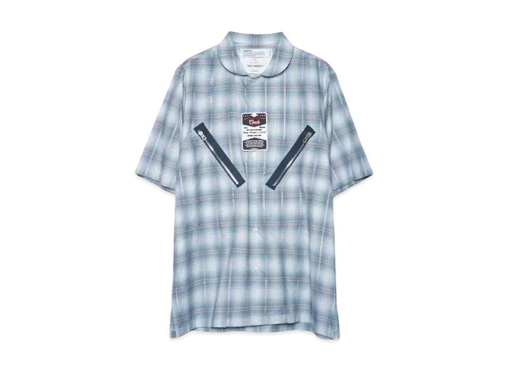 DAIRIKU W-Zip Check Peter Pan Shirt "Aqua"
