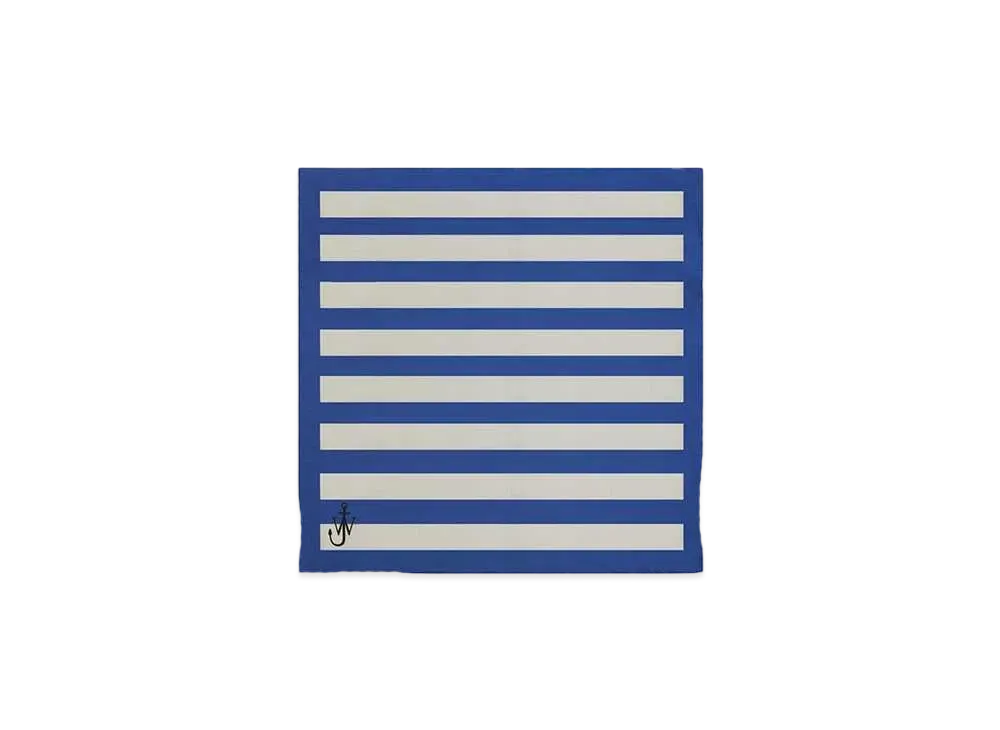 JW ANDERSON Striped Silk Scarf "Off White/Blue"