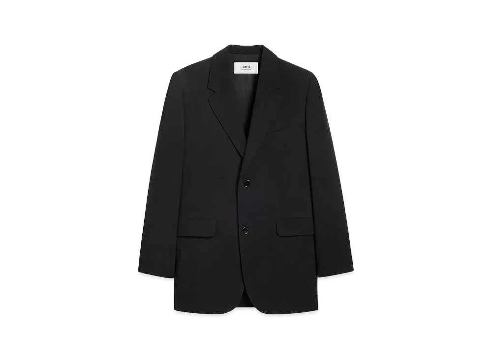 AMI PARIS Wool Crepe Oversized 2button Jacket "Black"