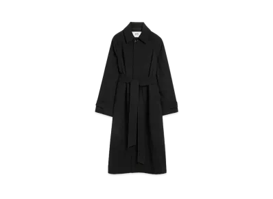 AMI PARIS Wool Crepe Long Belted coat "Black"