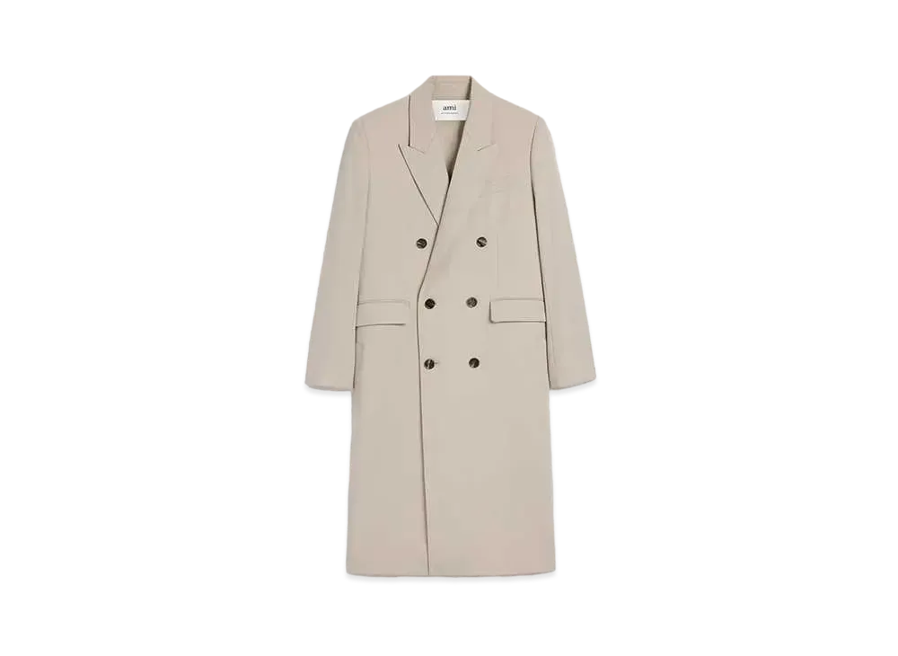 AMI PARIS Wool Gabardine Double Breast Coat 