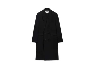 AMI PARIS Wool Gabardine Double Breast Coat "Black"