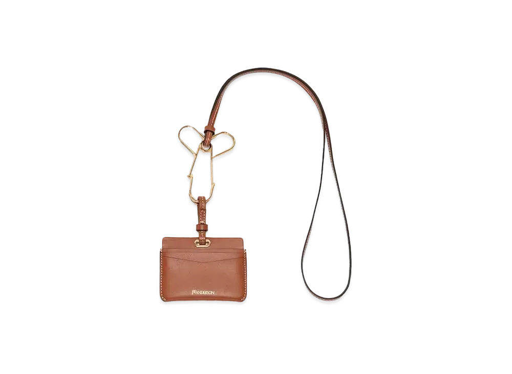 JW ANDERSON Penis Pin Strap Leather Card Case "Pecan"