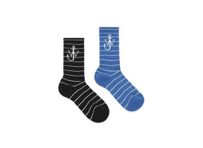 JW ANDERSON Striped Socks "Black/Blue"
