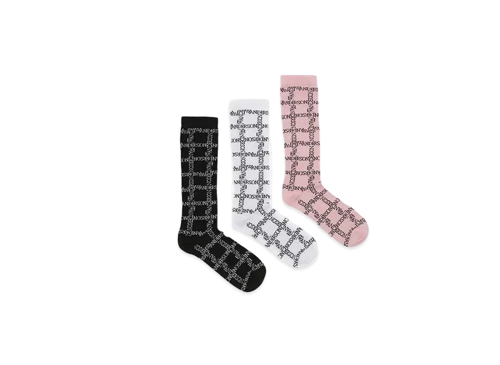 JW ANDERSON Logo Socks Set "Black/White/Pink"