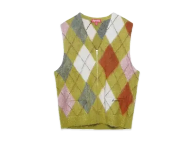 Supreme Brushed Argyle Zip Up Vest "Olive"