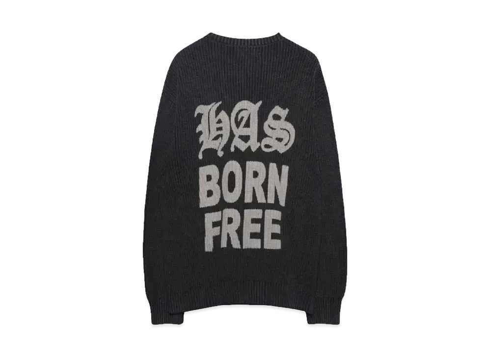 Hide and Seek Garment Dye Rib Knit Sweater "BLACK"