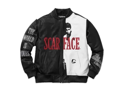Supreme Scarface Embroidered Leather Jacket "Black"