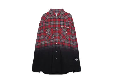 el conductorH HALF DYED CHECK FLANNEL COWBOY SHIRT "RED"