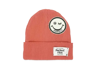 Perfect ribs (SMILE Patch) Rib Beanie Cap "Vintage Red"