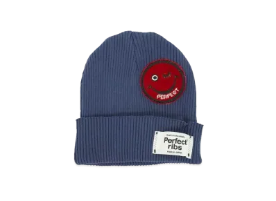 Perfect ribs (SMILE Patch) Rib Beanie Cap "Vintage Navy"