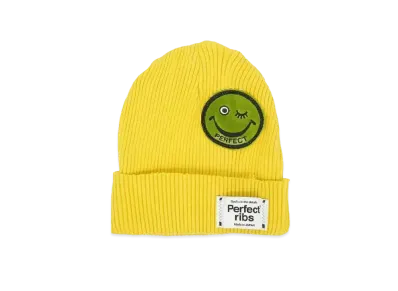 Perfect ribs (SMILE Patch) Rib Beanie Cap "Vintage Yellow"