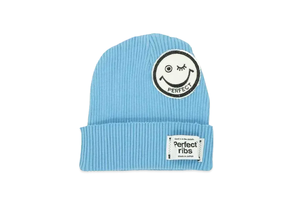 Perfect ribs (SMILE Patch) Rib Beanie Cap "SAX"