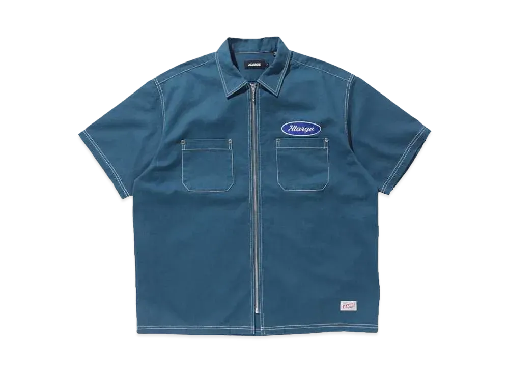 XLARGE ZIP UP S/S WORK SHIRT "GREEN"