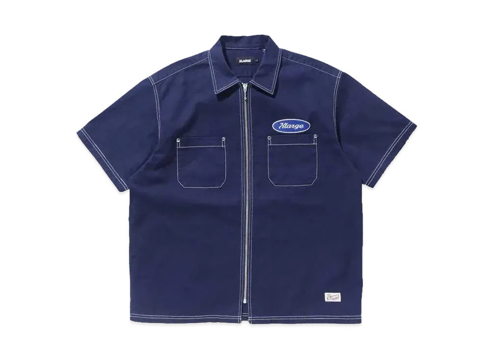 XLARGE ZIP UP S/S WORK SHIRT "NAVY"