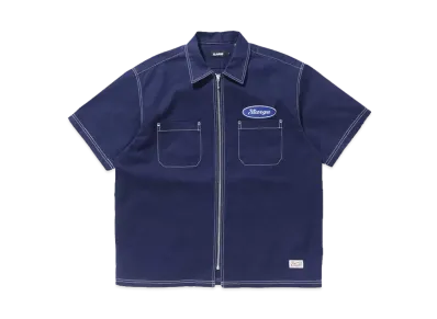 XLARGE ZIP UP S/S WORK SHIRT "NAVY"
