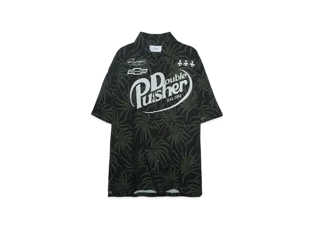 TAIN DOUBLE PUSH DOUBLE PUSHER OPEN COLLAR SHIRTS "BLACK"