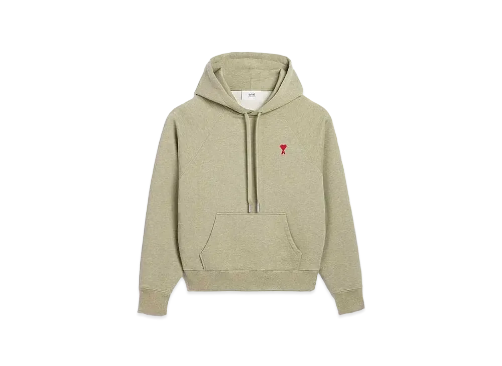 AMI PARIS Loop Back Organic Cotton Heavy Fleece Parka "Heather Sage"