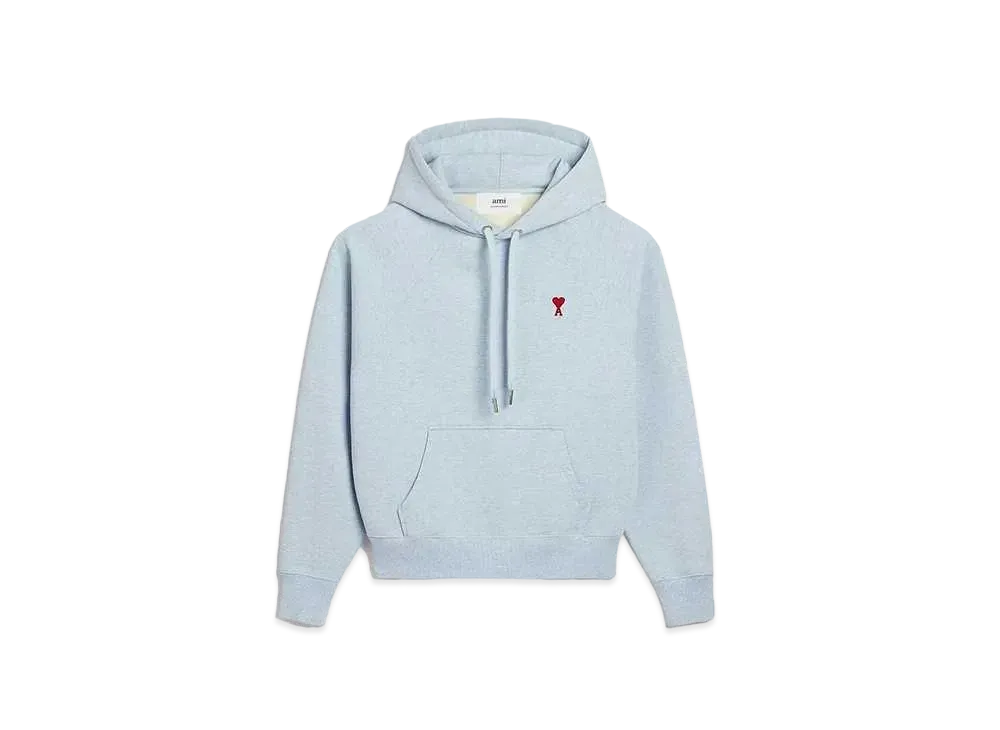AMI PARIS Loop Back Organic Cotton Heavy Fleece Parka "Heather Cashmere Blue"