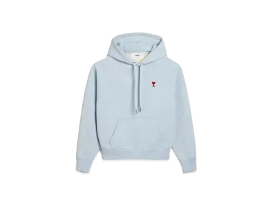 AMI PARIS Loop Back Organic Cotton Heavy Fleece Parka "Heather Cashmere Blue"