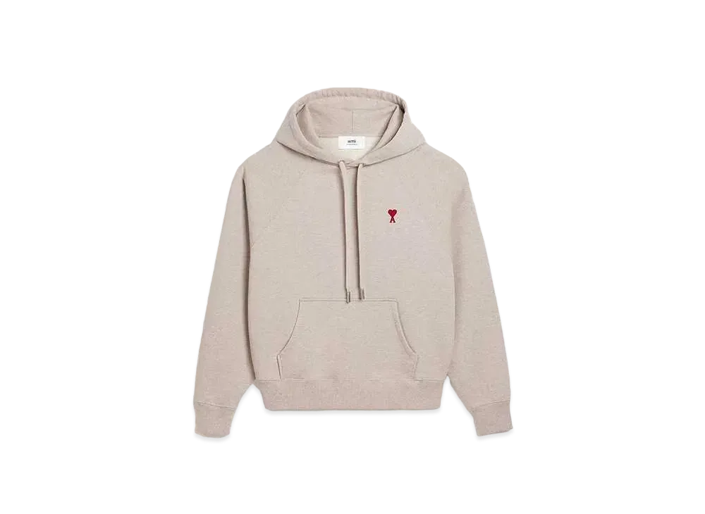 AMI PARIS Loop Back Organic Cotton Heavy Fleece Parka "Heather Light Beige"