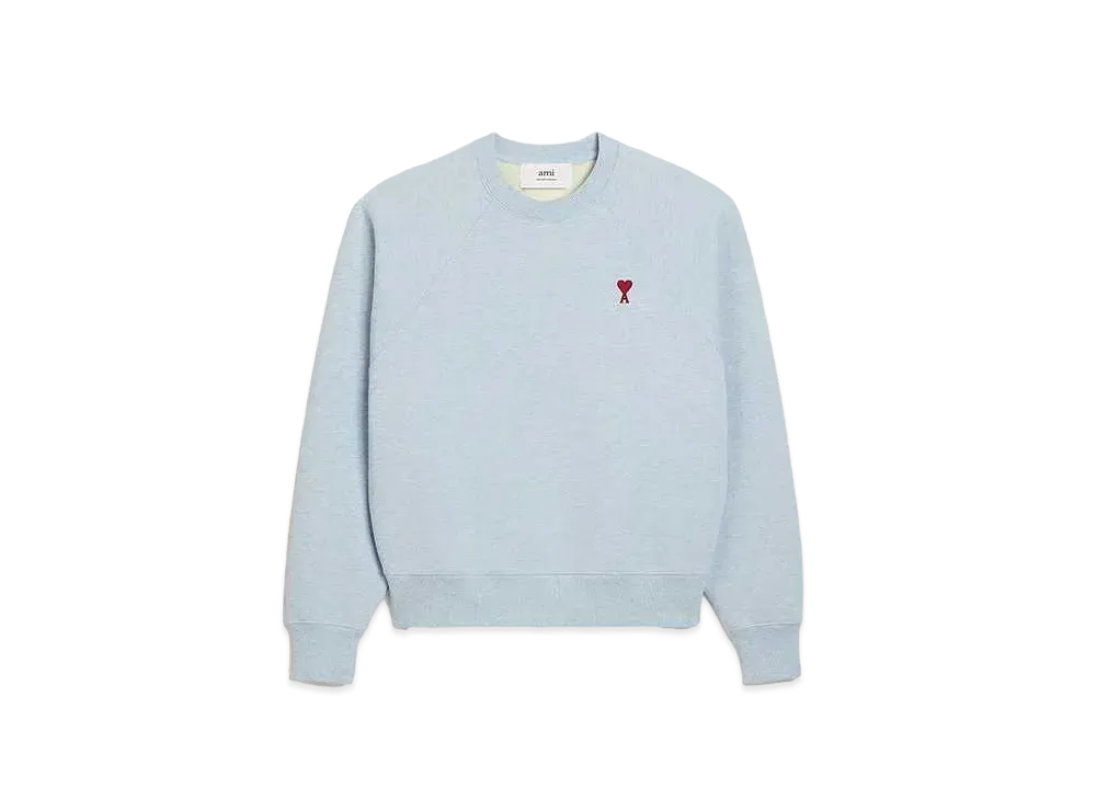 AMI PARIS Loop Back Organic Cotton Heavy Fleece Sweat Shirt #1 "Heather Cashmere Blue"
