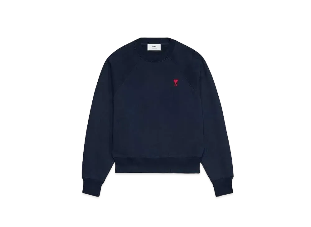 AMI PARIS Loop Back Organic Cotton Heavy Fleece Sweat Shirt #1 "Night Blue"