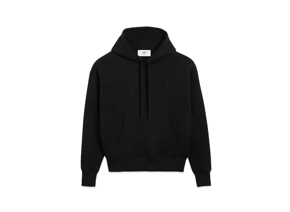 AMI PARIS Brushed Cotton Blend Fleece Parka "Black"