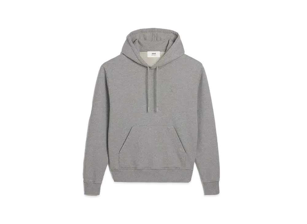 AMI PARIS Loop Back Organic Cotton Fleece Parka "Heather Gray"