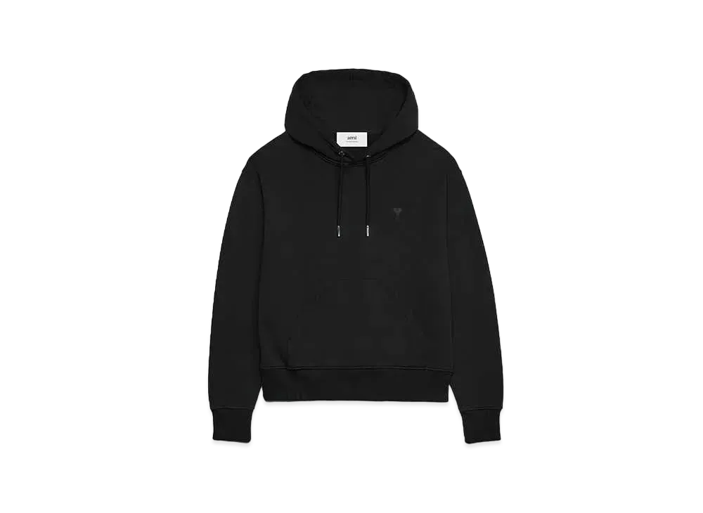 AMI PARIS Loop Back Organic Cotton Fleece Parka "Black"