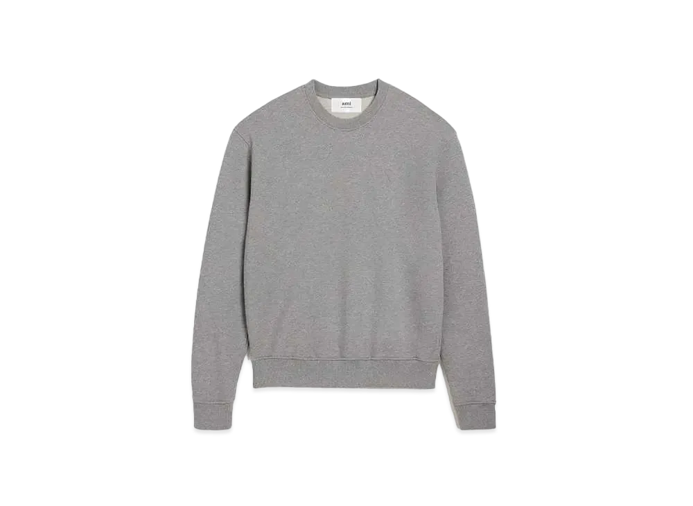 AMI PARIS Loop Back Organic Cotton Fleece Sweat Shirt "Heather Gray"