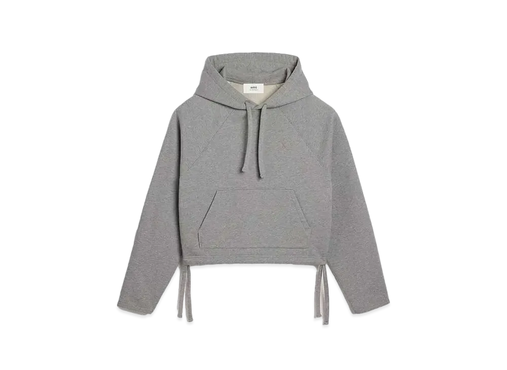 AMI PARIS Organic Cotton Heavy Fleece Cropped Parka "Heather Gray"