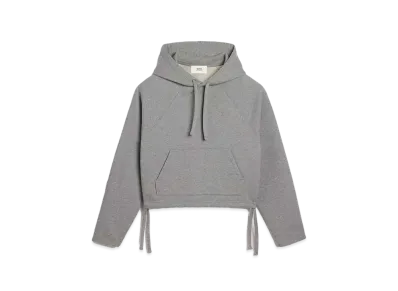 AMI PARIS Organic Cotton Heavy Fleece Cropped Parka "Heather Gray"
