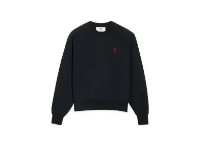 AMI PARIS Loop Back Organic Cotton Heavy Fleece Boxy Fit Sweat Shirt "Black"