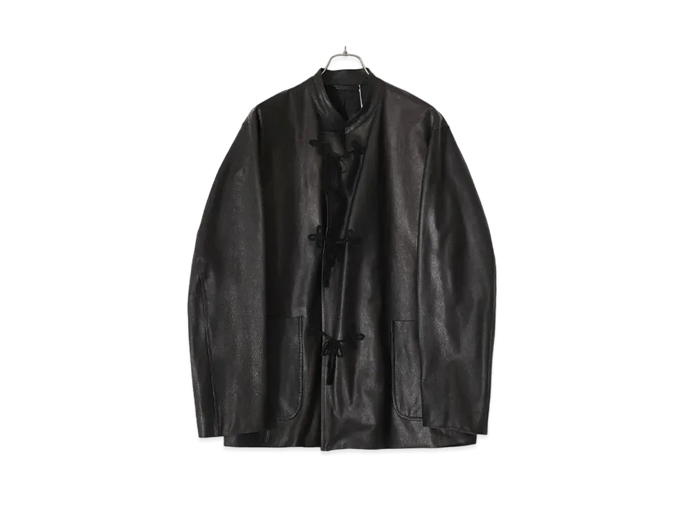 COMOLI Leather Stand Collar Jacket "Black"