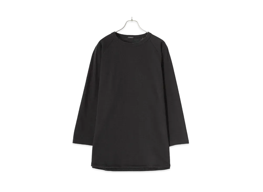 COMOLI Cotton Jersey Baseball T-shirt "Fade Black"