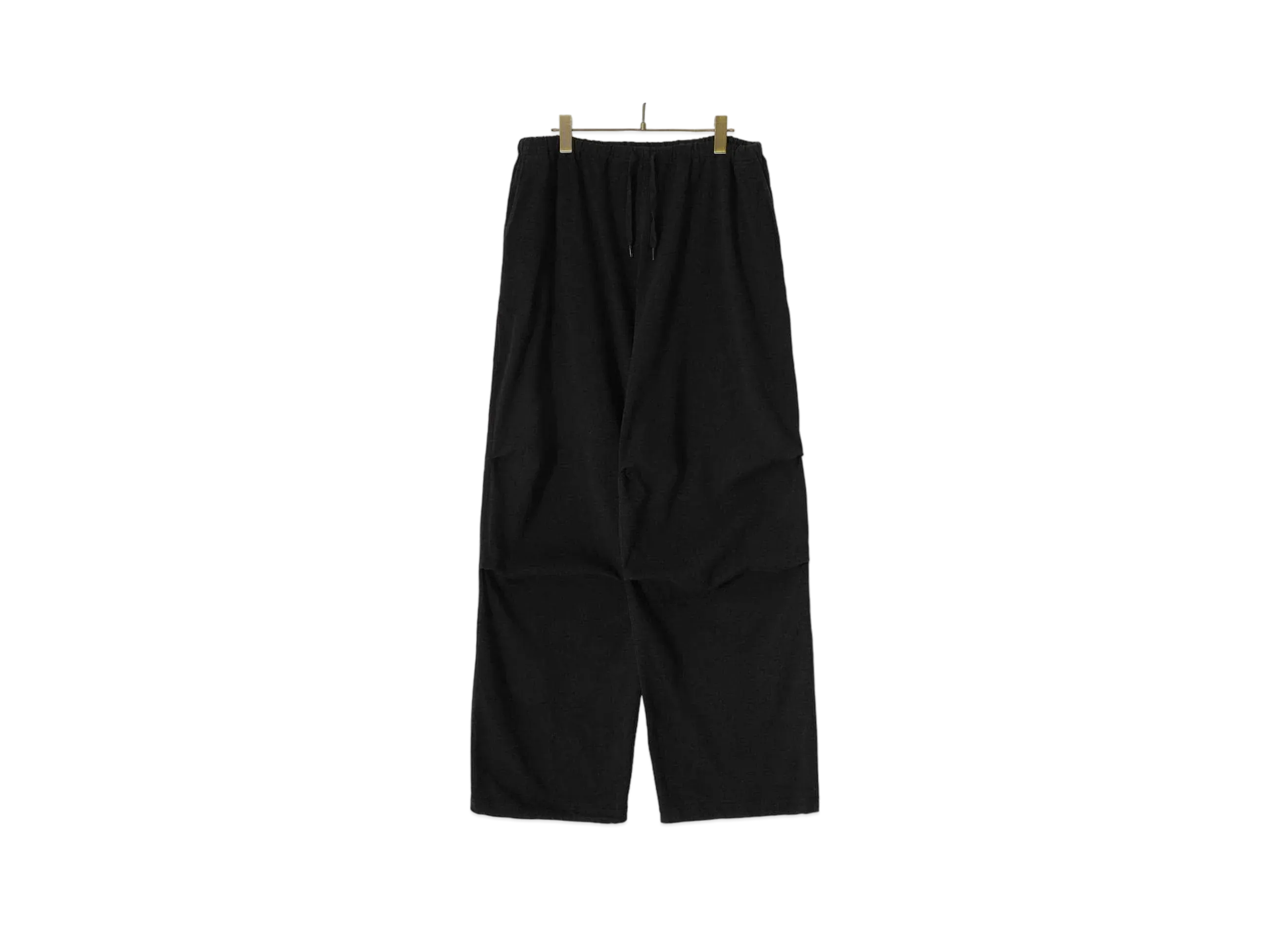 COMOLI Cotton Jersey Knee Tuck Pants "Fade Black"