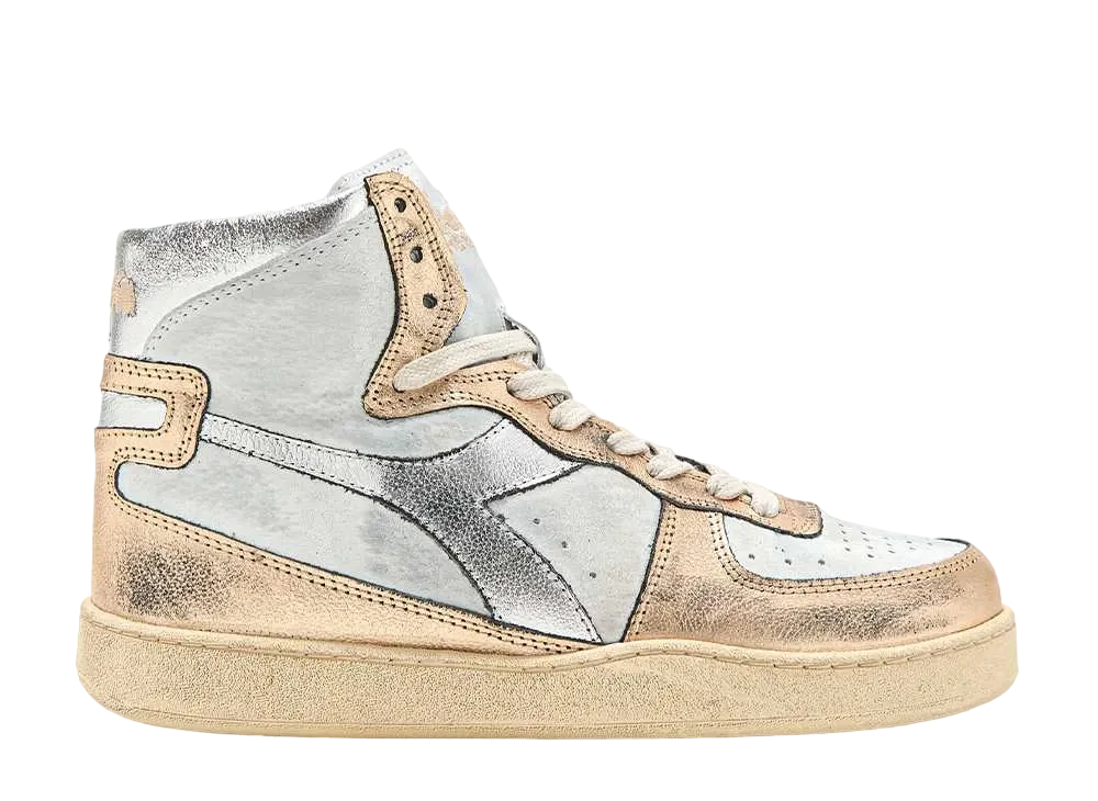 DIADORA Mi Basket Metallic Pigskin Used "White/Beige"