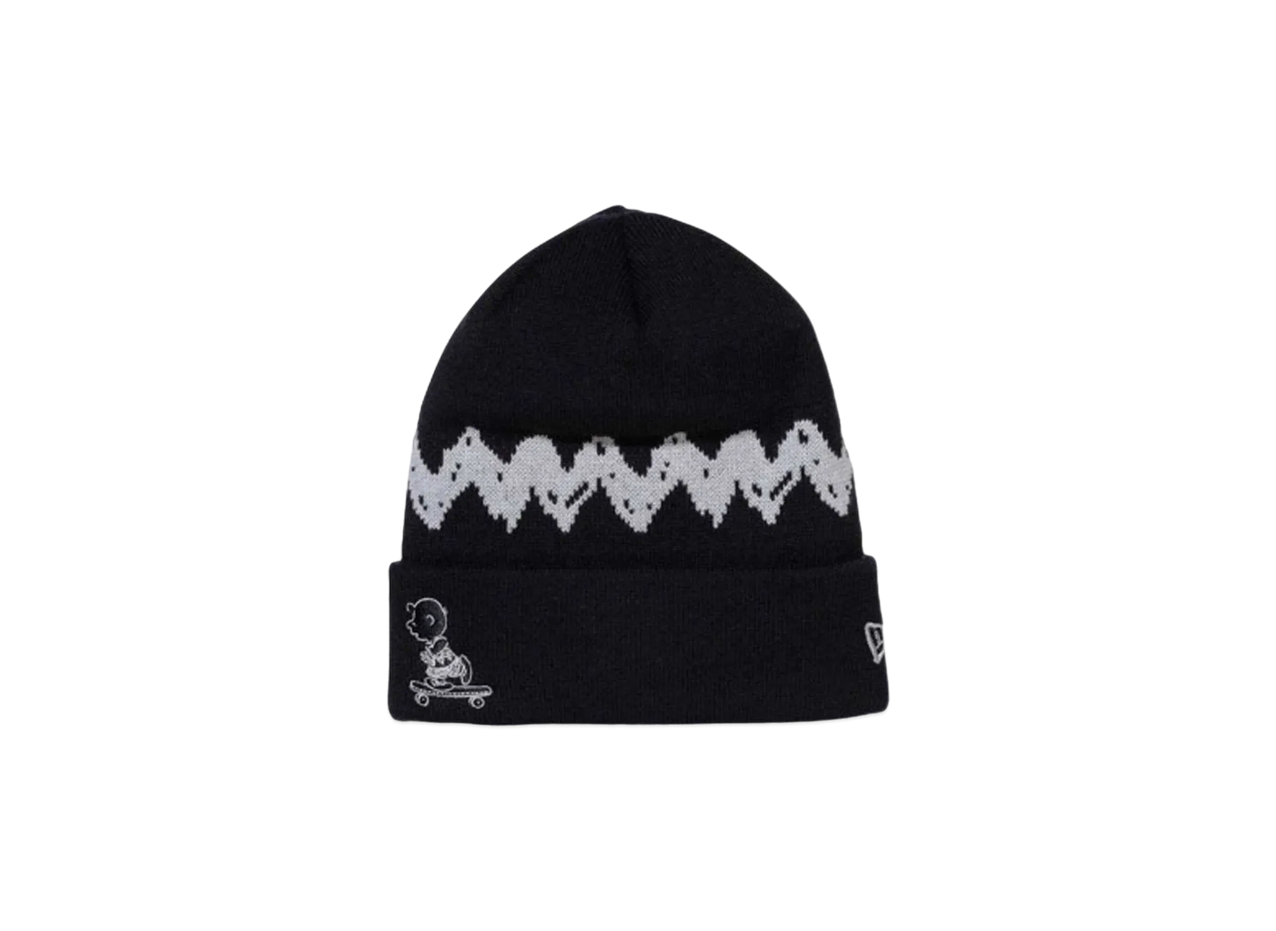NEW ERA x PEANUTS Basic Cuff Knit Charlie Brown Skateboard "Black"