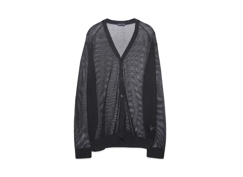 LAD MUSICIAN MESH KNIT CARDIGAN "BLACK"