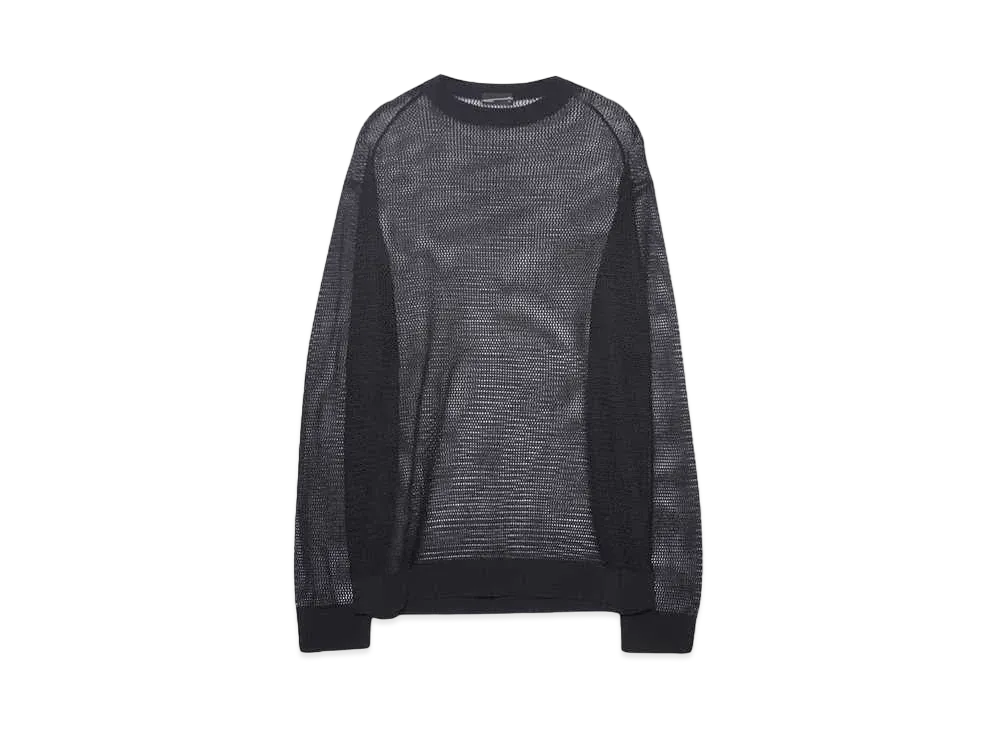 LAD MUSICIAN MESH KNIT PULLOVER "BLACK"