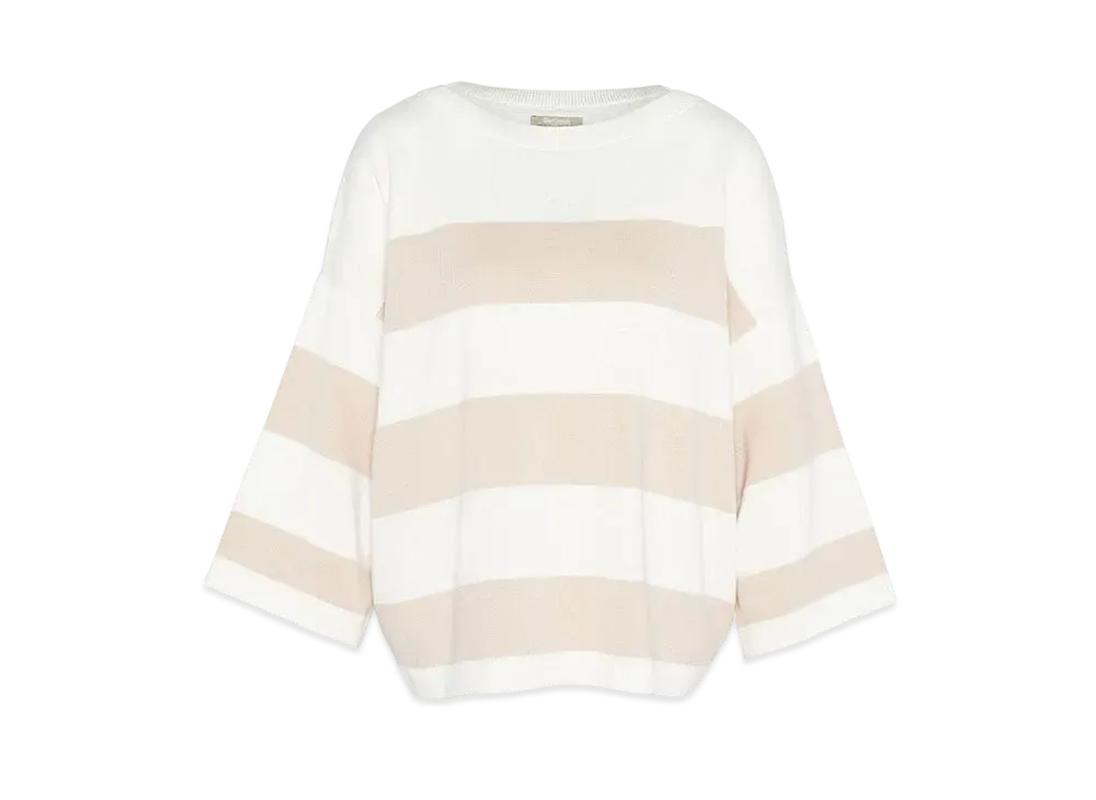 Barbour Vivienne Wide Border Boat Neck Knit "Light Beige"